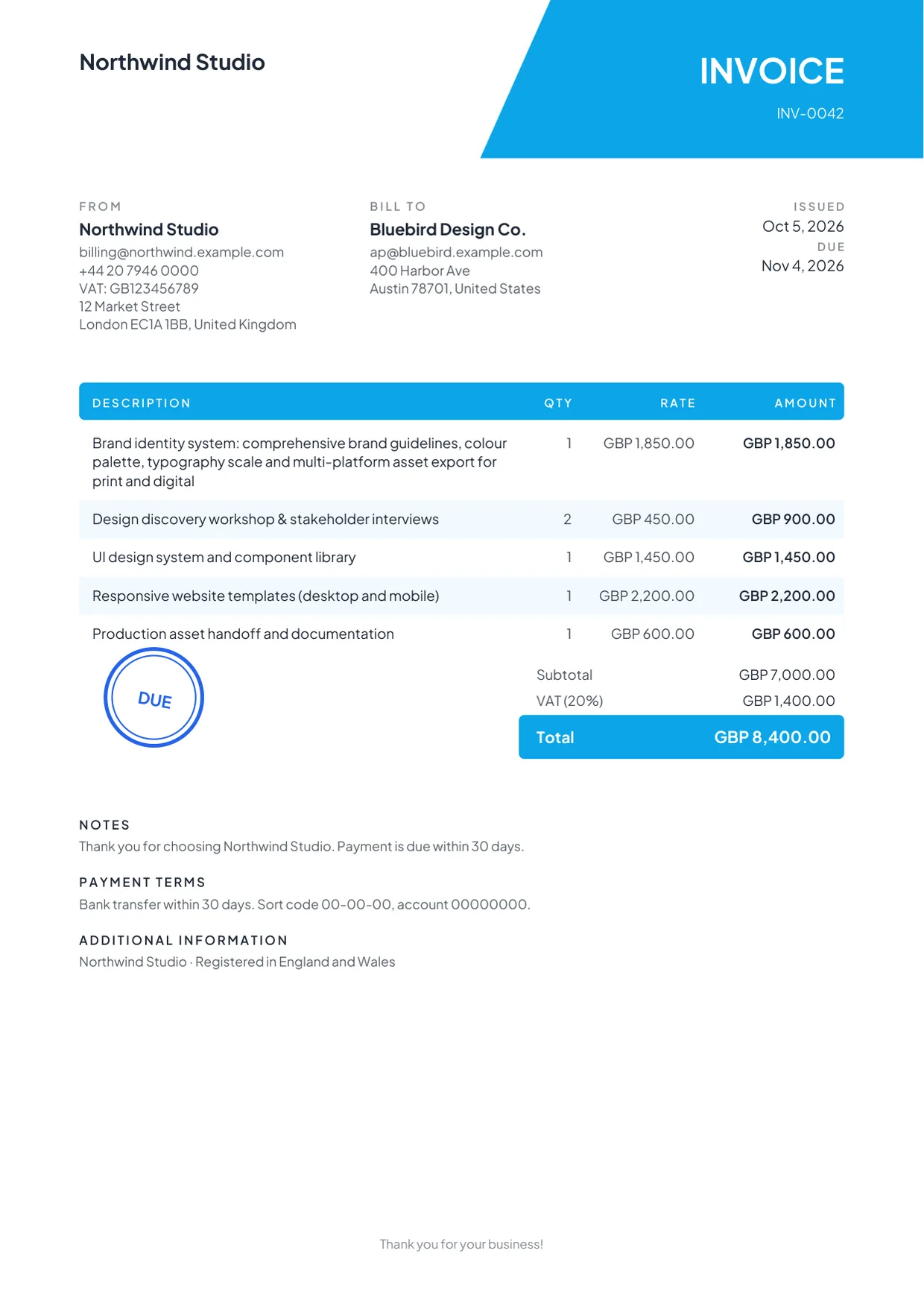 Modern invoice template preview